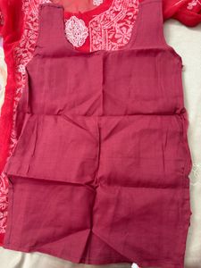 Red Chikankari Kurta