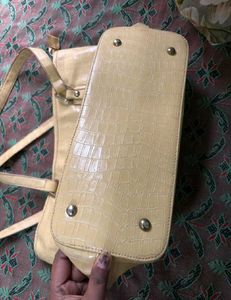 Lino Perros Crimpson Yellow Croc Textured Tote Bag