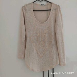 Beige Embellished Top