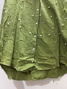 Chic Pearl Embellished Oversized Shirt