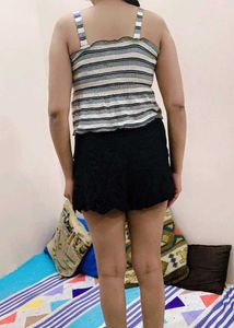 Zara Striped Smocked Tank Top with shorts 👍