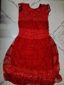Red net work gown for party