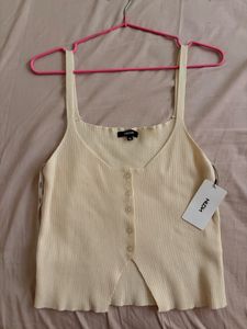 Ribbed Button-Up Crop Top