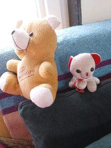 combo of Cute White Plush Toy with Red Accent