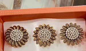 Set of 3 Oxidised Floral rings