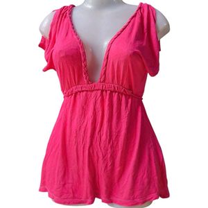V-Neck Braided Detail Pink Top
