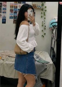 asymmetrical denim skirt
