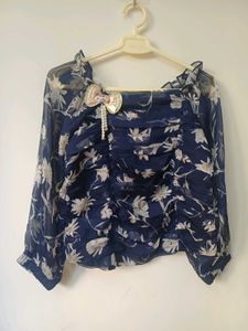 Floral Print Ruffle Detail Top