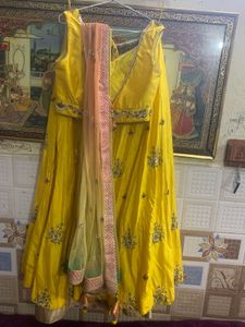 Yellow Embroidered Lehenga Choli Set