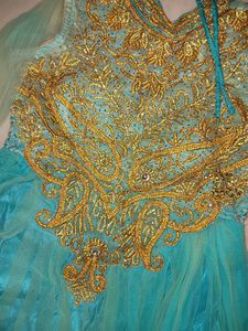 Stunning Teal &amp; Gold Embellished Gown