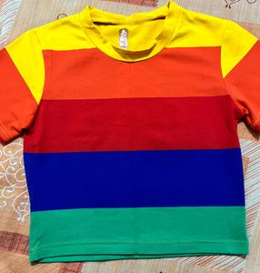 Rainbow Striped Crop Top