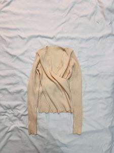 Ribbed Wrap Top - Long Sleeve