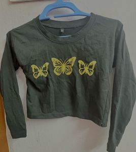 Cute Black Butterfly Crop Top