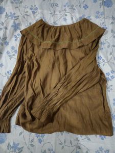 Brown Collared Blouse size xs-m