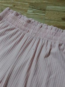 Pink Ribbed Wide Leg Pants