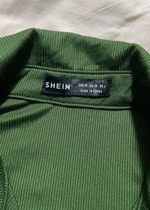 Green Shirt Ruched Dress