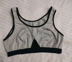 Gray & Black Sports Bra