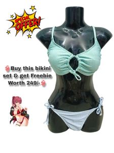 Stripped Sexy  Bikini Set Free Size Fit For L & XL