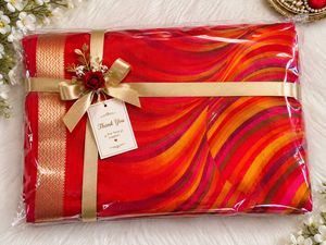 Vibrant Red Saree with Wave Pattern