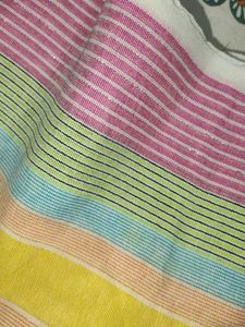 yellow colour unstitched dress material with multi