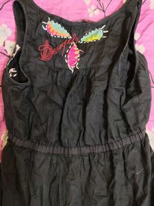 Boho Embroidered Black Dress