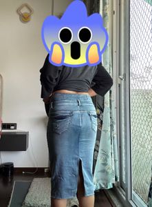 High waist denim skirt