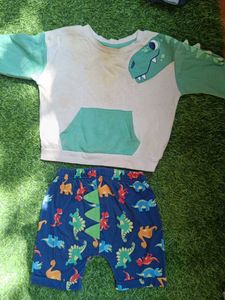 Dinosaur Print Sweatshirt & Shorts Set