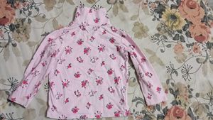Pink Floral Turtleneck T-Shirt