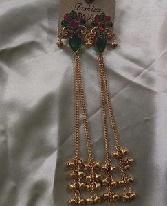 Vintage Gold Tone Floral Ghungroo Kashmiri Earring