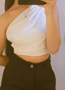 Chic One-Shoulder White Crop Top