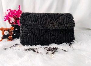 Chic Black Textured Clutch Bag