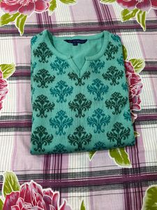 Avaasa Turquoise Blue Knitted Kurta Size L
