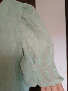Mint Green Puff Sleeve Top/Shirt