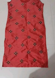 Elegant Coral Embroidered Kurta