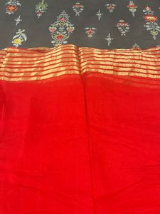 red golden saree