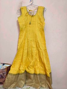 Beautiful Yellow Long Anarkali Kurta With Dupatta
