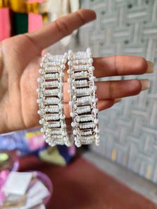 White Beaded Bangles Set