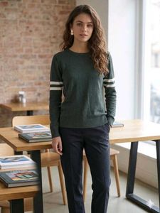 Stylish Green Striped Sweater