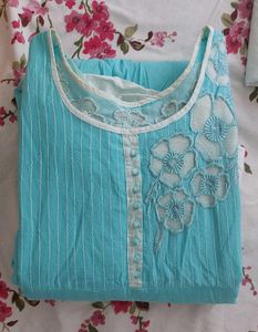Blue Floral Applique Top