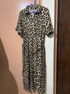 Stylish Leopard Print Shirt Dress