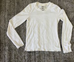 H&M Sheer Lounge Set – White Long Sleeve Top & Wid