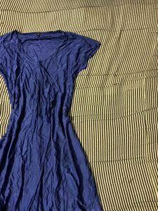 Blue V-Neck Midi Dress
