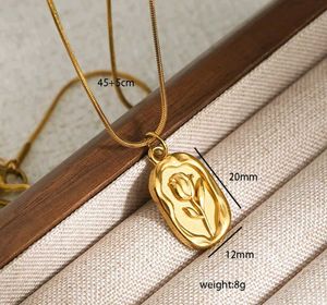 Anti Tarnish Gold Rose Pendant Necklace
