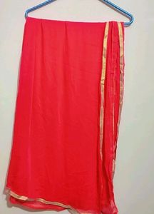 Red Party Wear Suit Salwar With Dupatta 50 Bust