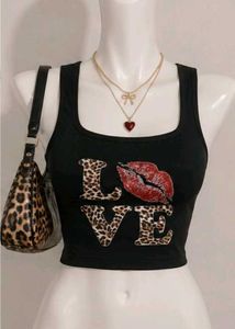 Cute Leopard text black Tank top 🪩💋