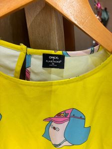 Yellow Graphic Print Long Sleeve Top