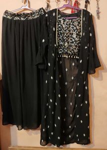 Black Sequin sarara set with shrug.