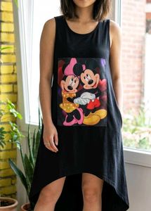 Cute Mickey &amp; Minnie Mouse Black Dress