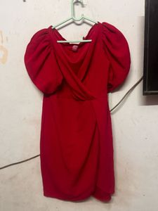 Elegant Puff Sleeve Wrap Dress