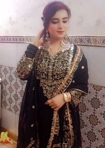 Embellished Black Kurta Set with Dupatta